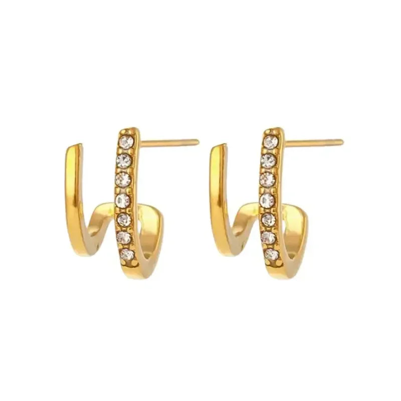 Cartilage 925 Silver Earrings Fashion C-shaped Zircon ear studs European American Geometric Piercing Earrings For Women Jewelry