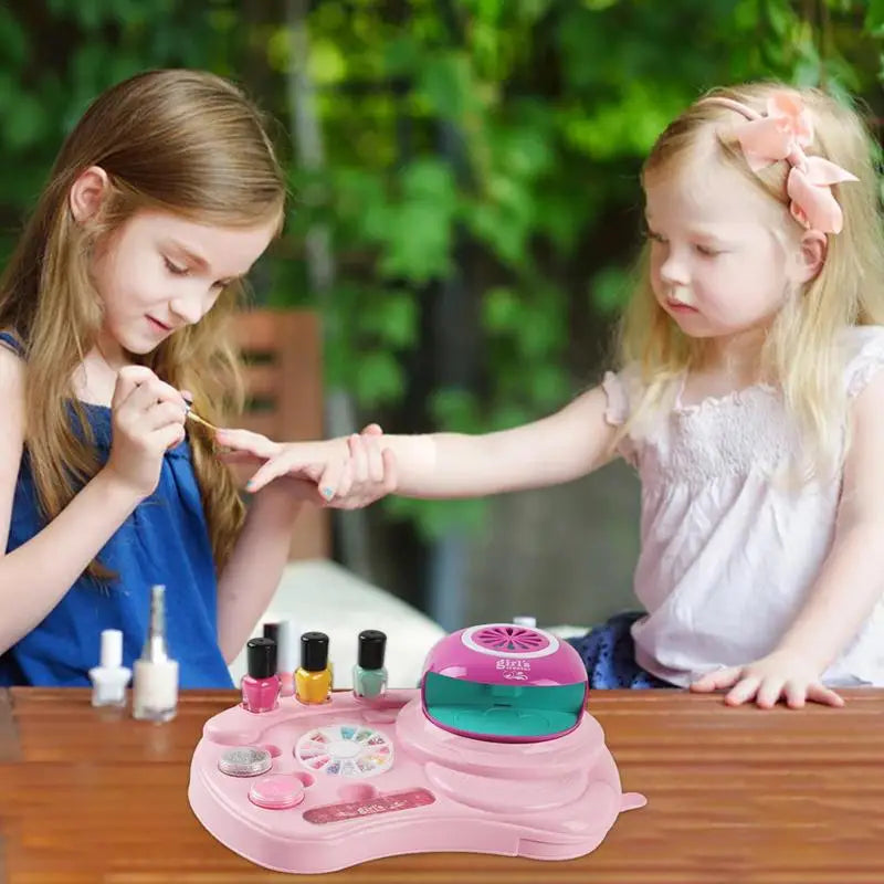 Kids Nail Polish Set Girls Nail Set With Nail Dryer Nail Art Kit For Girls Spa Makeup Kit Girl Pretend Makeup Toys Nail Supplies