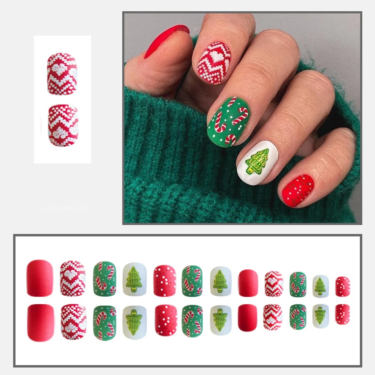 Christmas Pattern Press-on Nails Ultra-flexible Long Lasting Fake Nails for Nail Decoration Nail Art