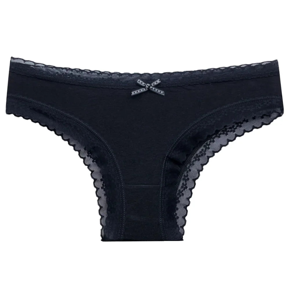5 Pcs/Set Women Cotton Panties Sexy Lace Low Waist Underwear Girls Briefs M-XL.