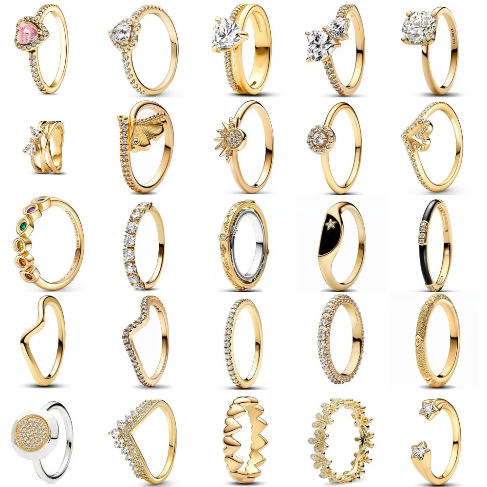 Gold Color Sun Heart Bow Size 6 7 8 9 Ring Rings for Trenday Women
