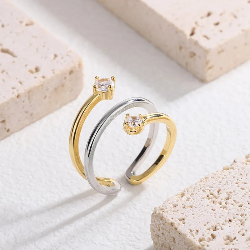 925 Sterling Silver Open Finger Mobius Ring Twist for Women Golden Rock Punk Lines Stackable Jewelry Gift Dropship Wholesale