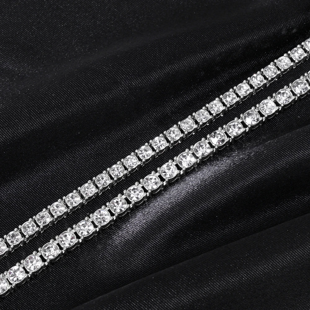 Hip Hop 5MM Tennis Chain Iced Out Bracelet Necklace Men Fashion Silver Color Tennis Jewelry Chains Women 20inch Choker Punk Gift