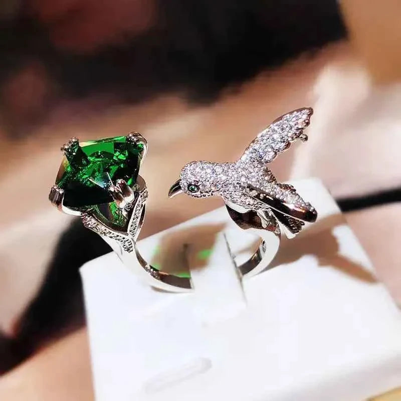 quamarine Hummingbird Ring