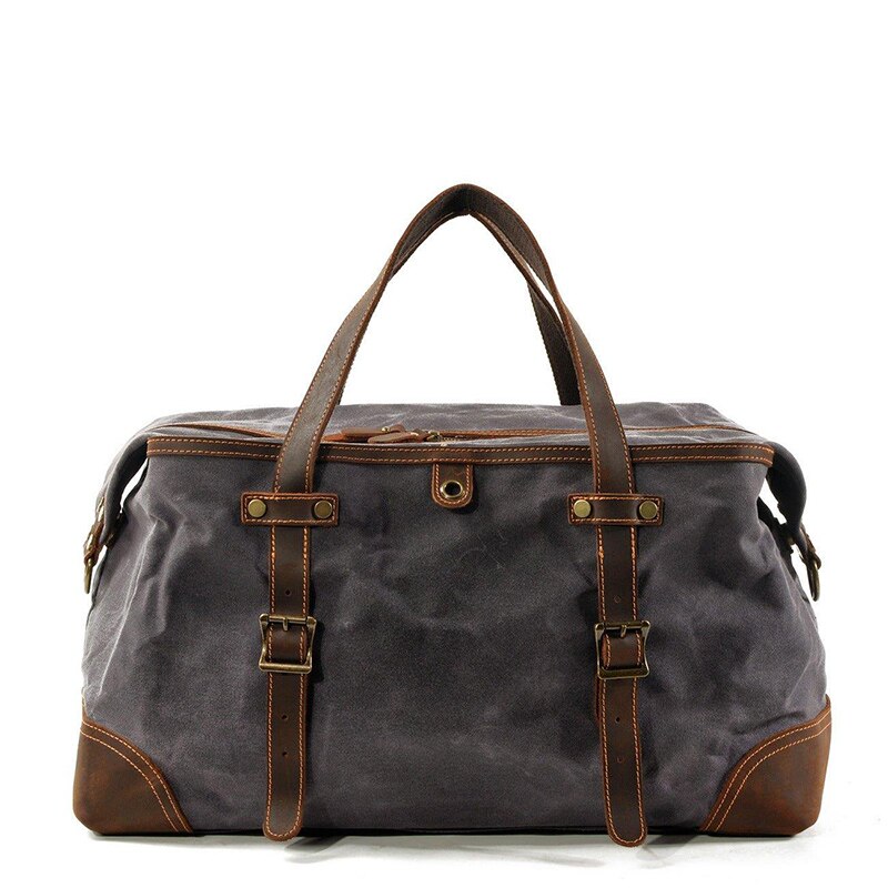 Vintage Leather Canvas Carry On Shoulder Handbag for Women Overnight Weekender Bag for Travel XM69