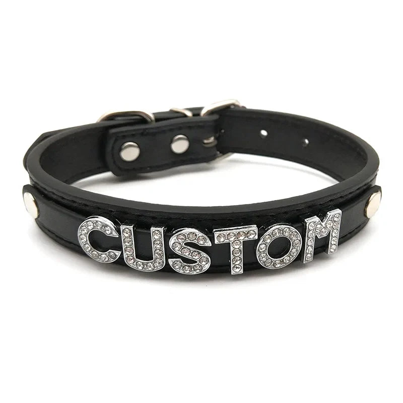 Sexy PU Leather Custom Name Letters Choker Collar Necklaces Men Women Personalized Cosplay Customized Chocker Jewelry
