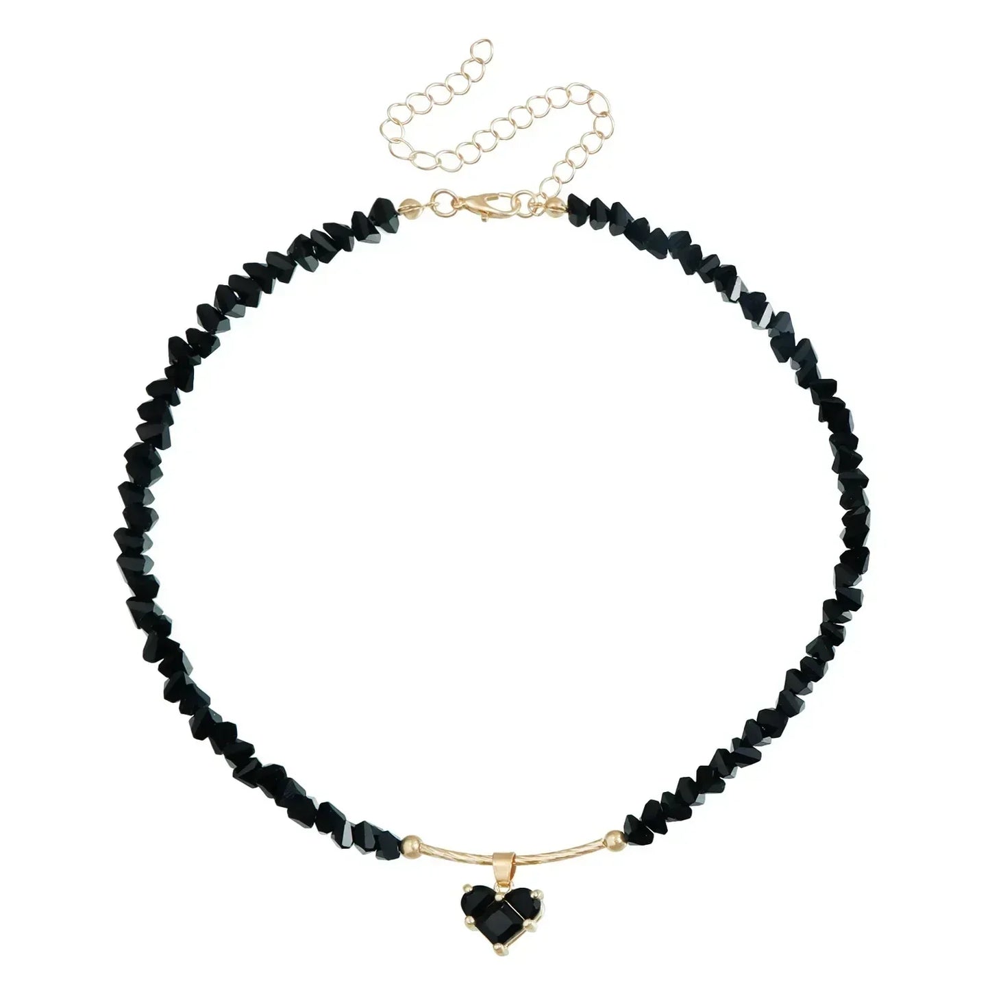 Fashion Heart Beaded Necklace for Women Boho Elegant Irregular Crystal Chain Y2K Choker Exquisite Party Gift Jewelry Accessories