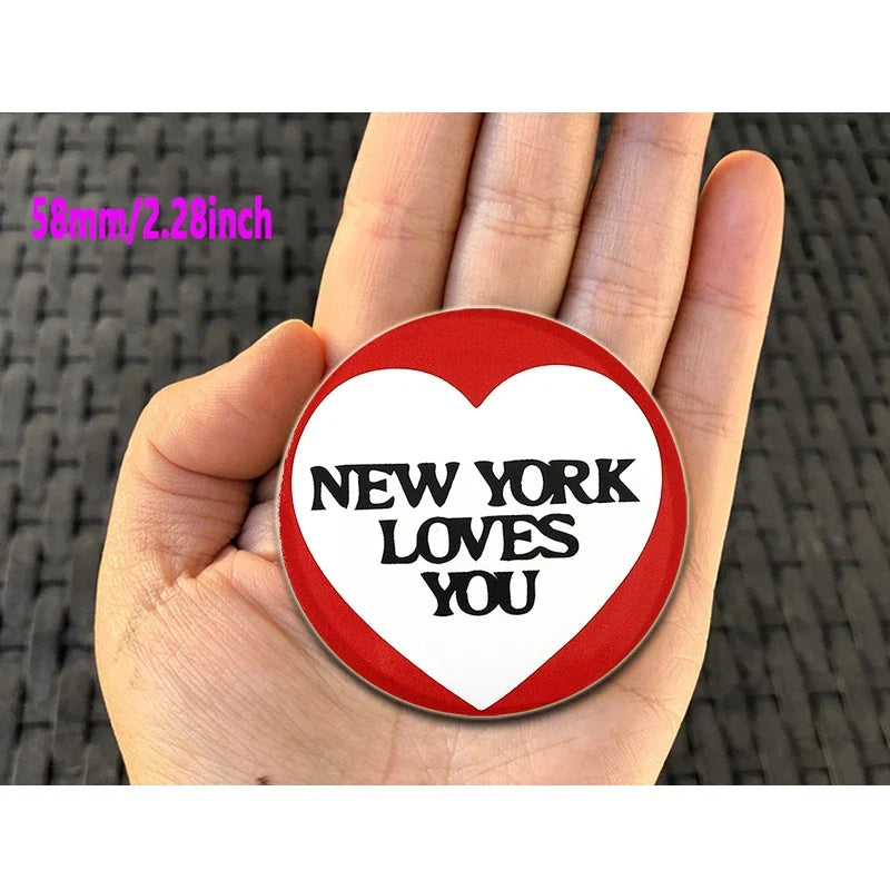 32/44/58mm Creative Round Animal Letter Pins Cartoon Character Funny