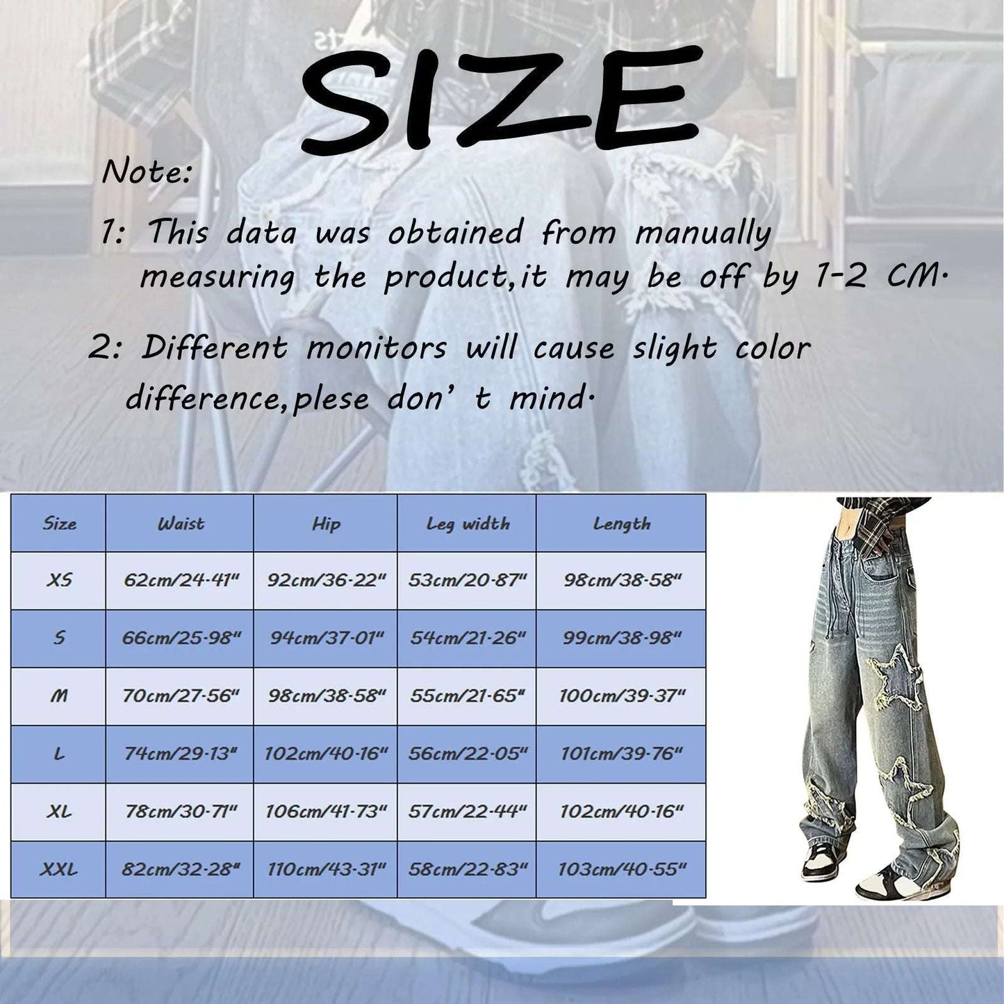 Star Y2k Baggy Wide Leg Jeans Women Vintage Streetwear Washed Denim Pants Grunge Basic Slouchy Blue Trousers Femme Autumn Jeans