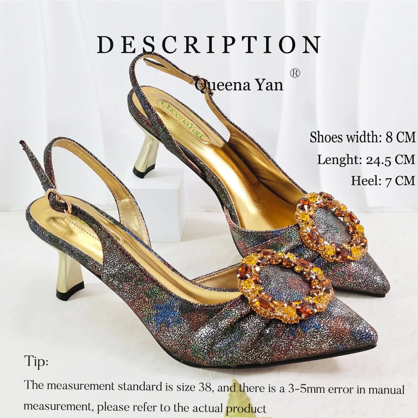 Multicolor Glitter Rhinestone Ring Handle Evening Clutch And Women High Heels Shoes Set Wedding Party Matching Bag