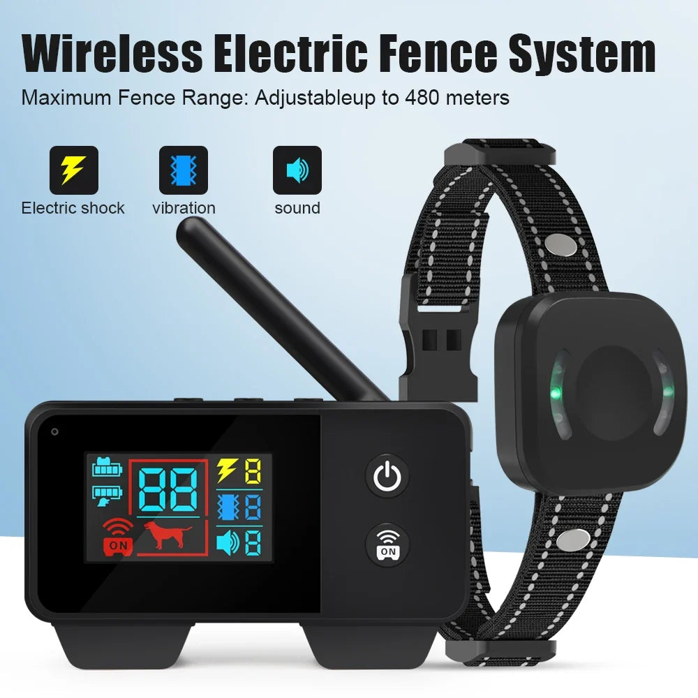 480m Waterproof Wireless Electronic Dog Fence Containment System Dog Training Collar Pet Fence Safety Pet Accessories