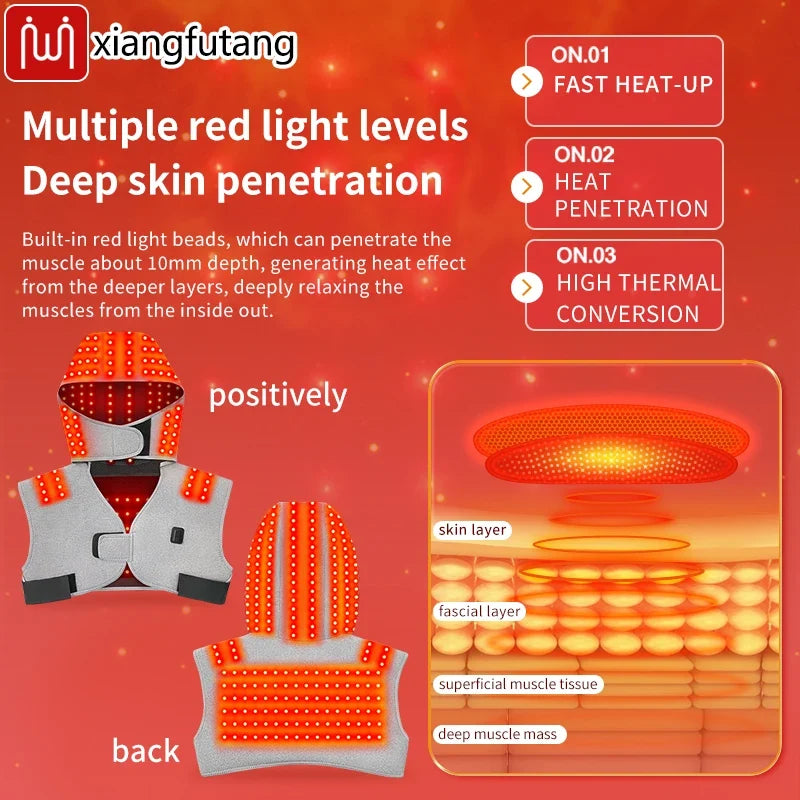 660nm Red Light Heating Vest Shoulder Wrap Massager with 294 Lamp Beads, Eases Joint Discomfort & Shoulder Back Fatigue