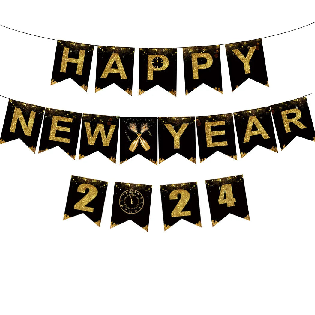 New Year 2024 number foil Balloon Hello 2024 New Year banner Balloon 2024 new year decor balloon Happy New Year Party Decoration