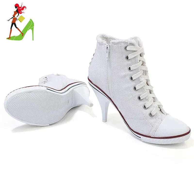 Women Boots, Short High Heels For Women,  Ankle Boots Side zipper strap