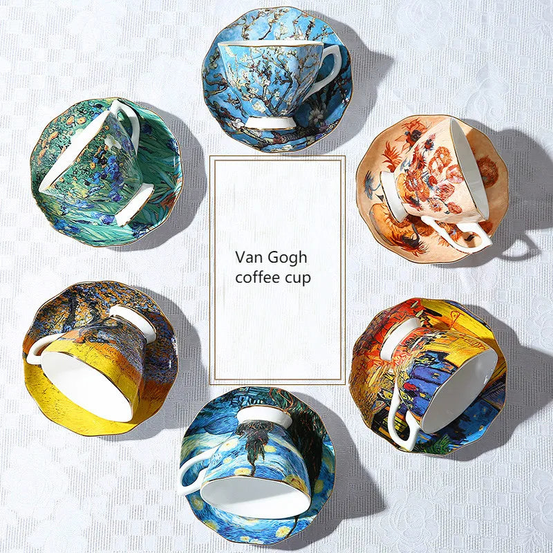 The New Van Gogh Art Painting Coffee Mugs The Starry Night Sunflowers The Sower Irises Saint-Remy Coffee Tea Set