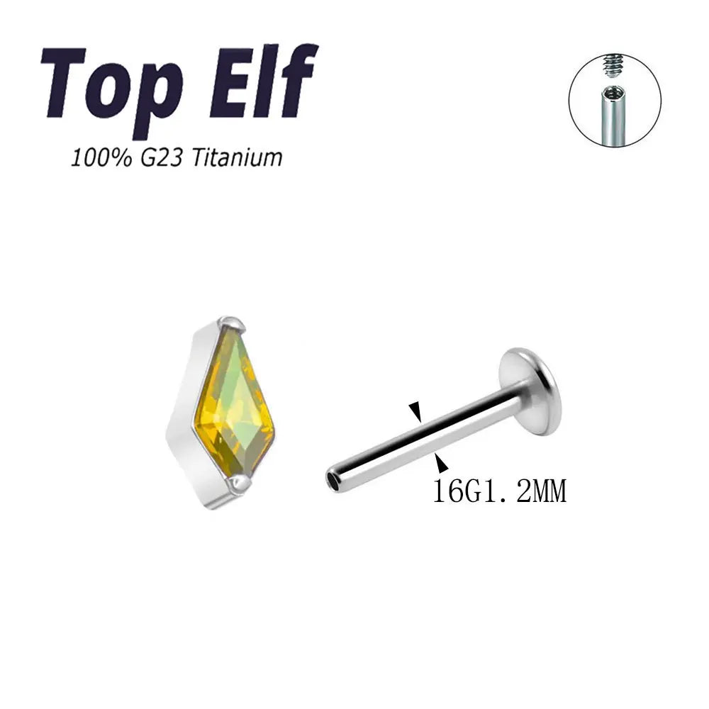 Top Elf ASTM F136 Implant Grade Titanium CZ Zircon Internal Threaded Ear Tragus Piercing Body Jewelry