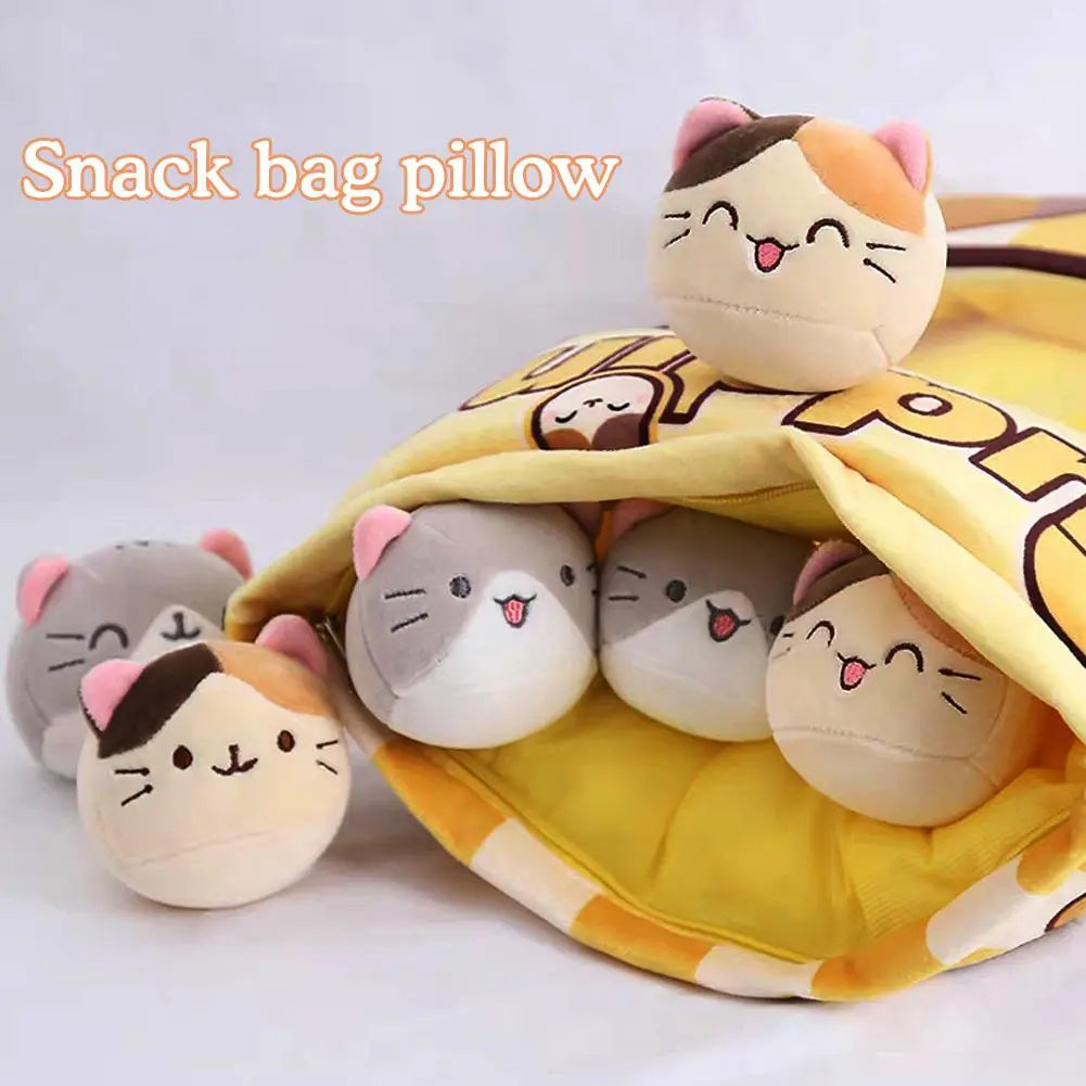 1pcs Pudding Bag Food Toy Mini Animals Balls Yellow Cat Snack Zipper Bag Decor Pillow Cushion
