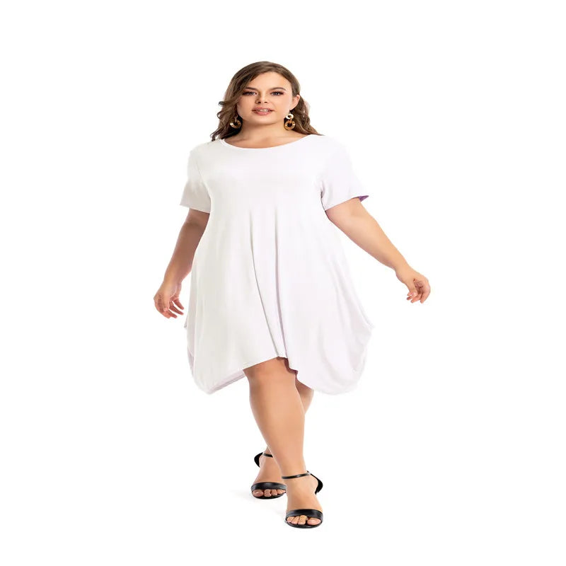 Modal Cotton Nightgowns For Women Plus Size Short Sleeve O Neck Lounge PJS Pajama Dress 7XL 6XL 5XL Black White Red Sleepwear