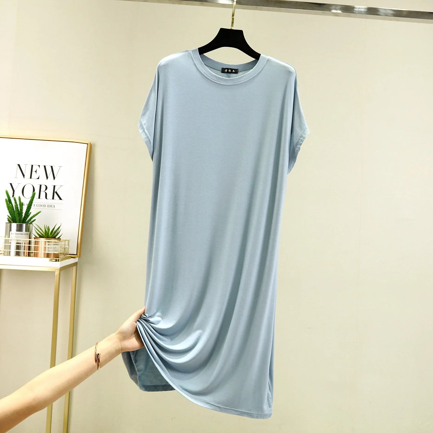 Summer Women's dress Causal Basic T shirt dresses O-Neck Short sleeves Modal A-Line sundress Simple plus size