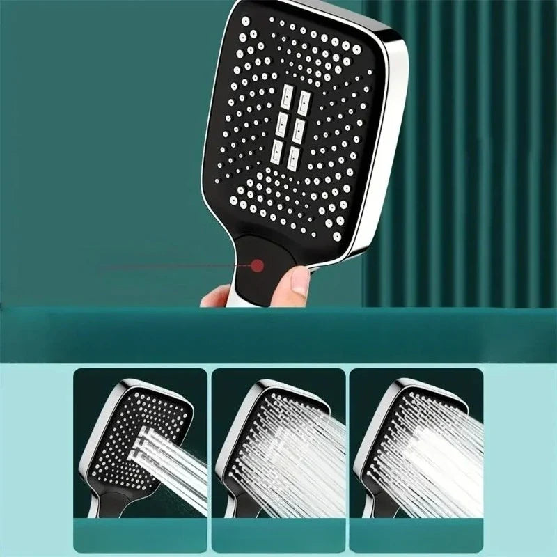 Adjustable 3-Mode High Pressure Shower Head Large Flow Water Saving Rainfall Shower Mixer Bathroom Accessory