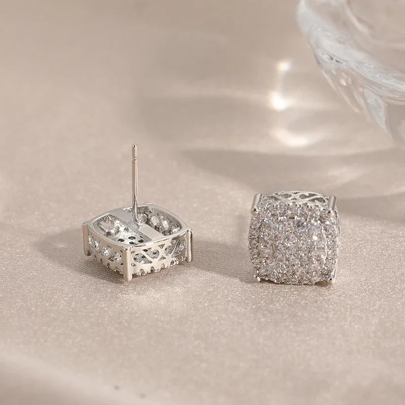 Delicate stud earrings for men and women Square accessories suitable for wedding parties go with everything