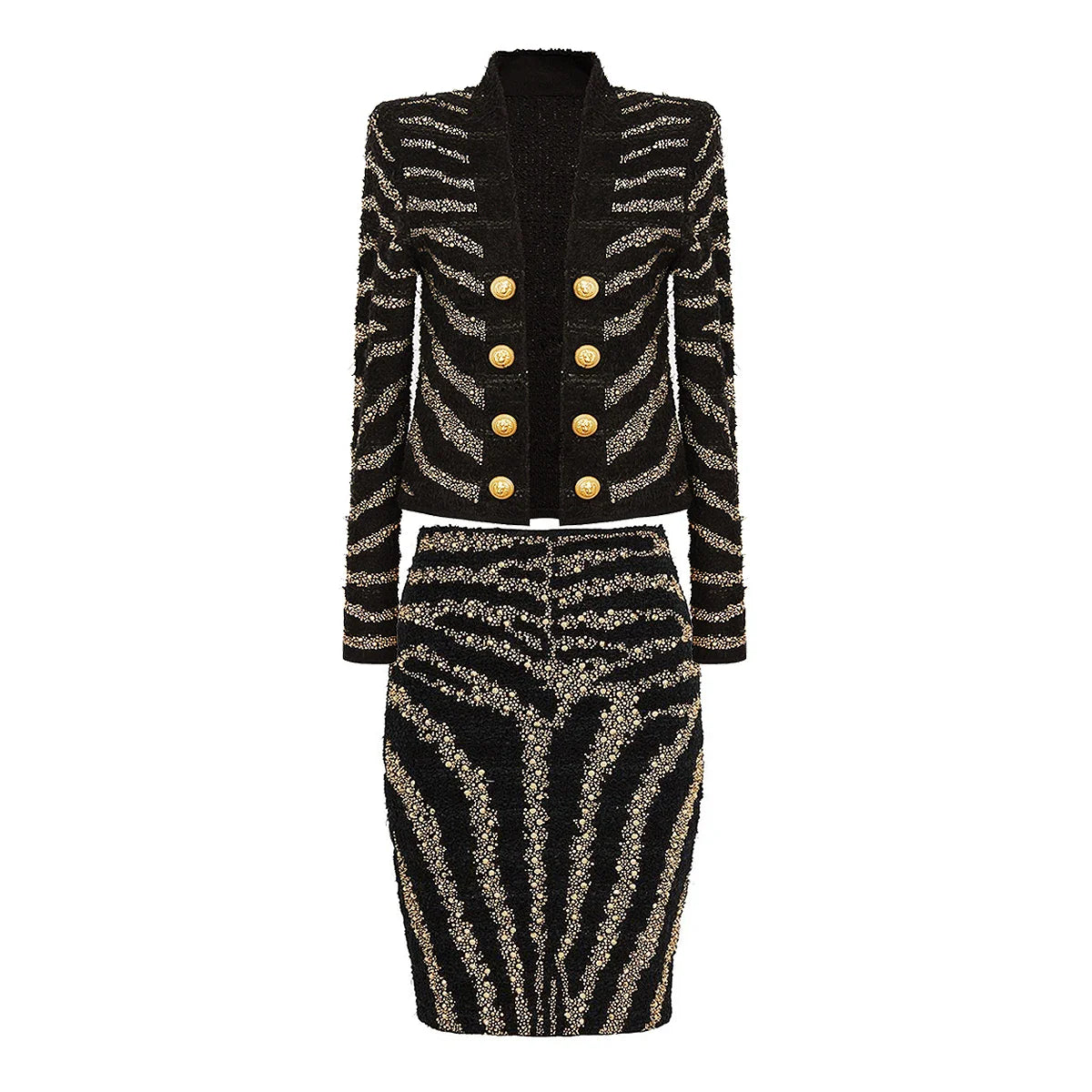 S-XL High Quality Fashion Woolen Knitted Elastic Fabric Zebra Pattern Hot Diamond Shiny Luxury Casual Style Women's Set