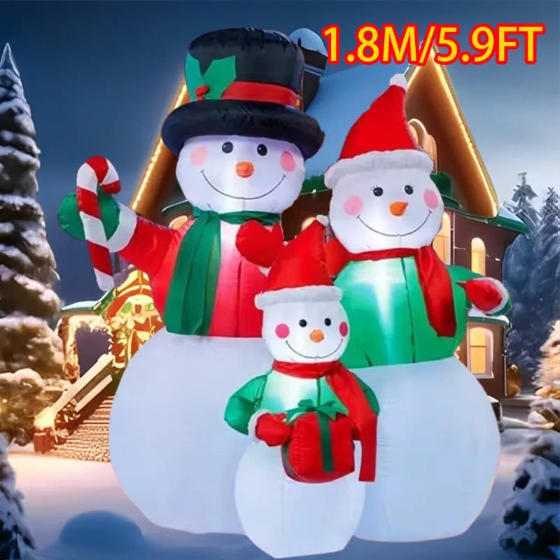 Christmas Inflatable Decorations Toys Family Snowman LED Lights Inflated Model Party Yard Props Indoor Outdoor Xmas Decor Props