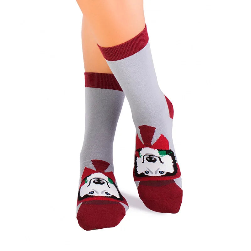 New Creative Cartoon Dog Ins Animal Trendy Socks Jacquard Cotton Socks Couple Mid length Fashion Skateboarding Socks