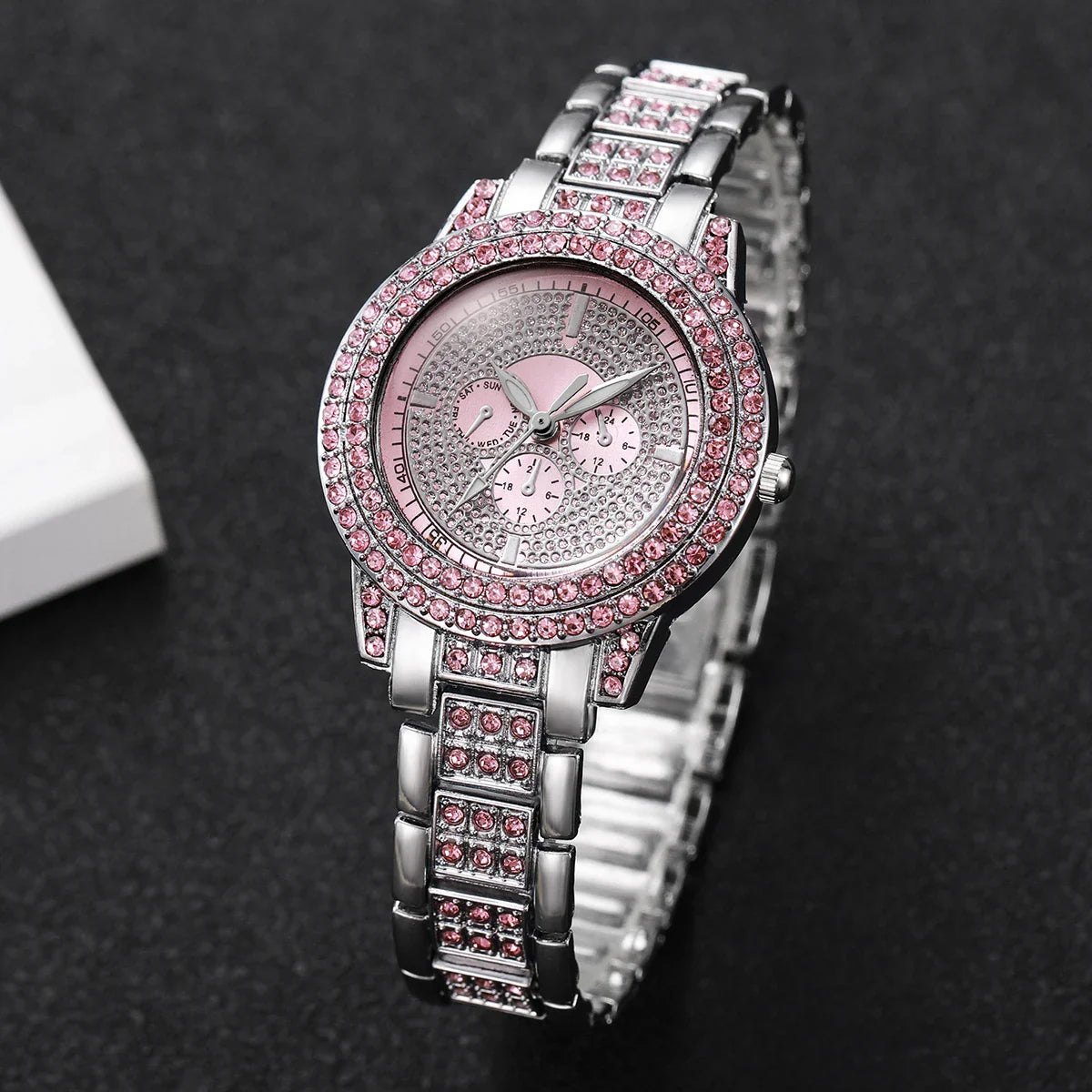1/3PCS Luxury Rhinestone Women Watch, Diamond Jewelry Set, Elegant Steel Ladies Quartz Wristwatch.