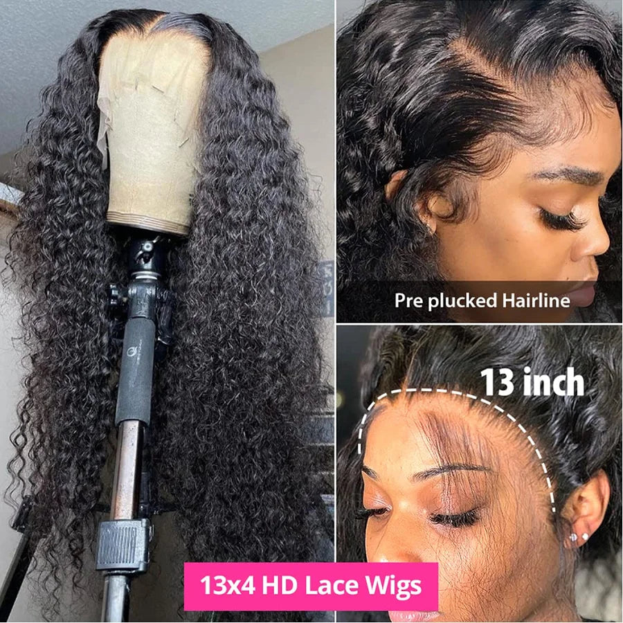 Deep Wave Frontal Wig  13x4 Hd Lace Frontal Wig Curly Lace Front Human Hair Wigs For Women Frontal Wig Human Brazilian hair