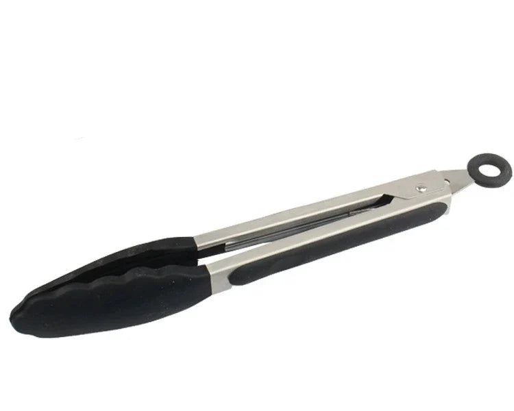 430 Stainless Steel Food Clip Equipped with Heat-resistant Silicone Kitchen Tongs Bbq Barbecue And Steak Frying Tool Holder