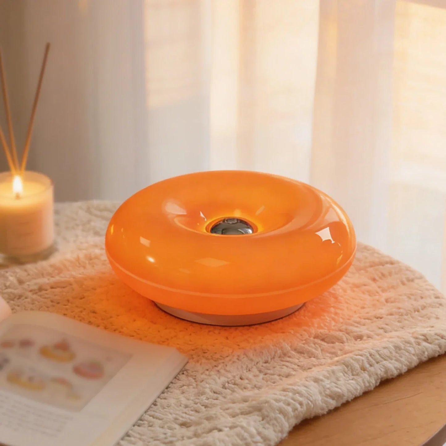 Donut Shape LED Table Lamp, Dimmable Warm Ambient Night Light for Bedroom, Living Room, Home Decor, Creative Gift
