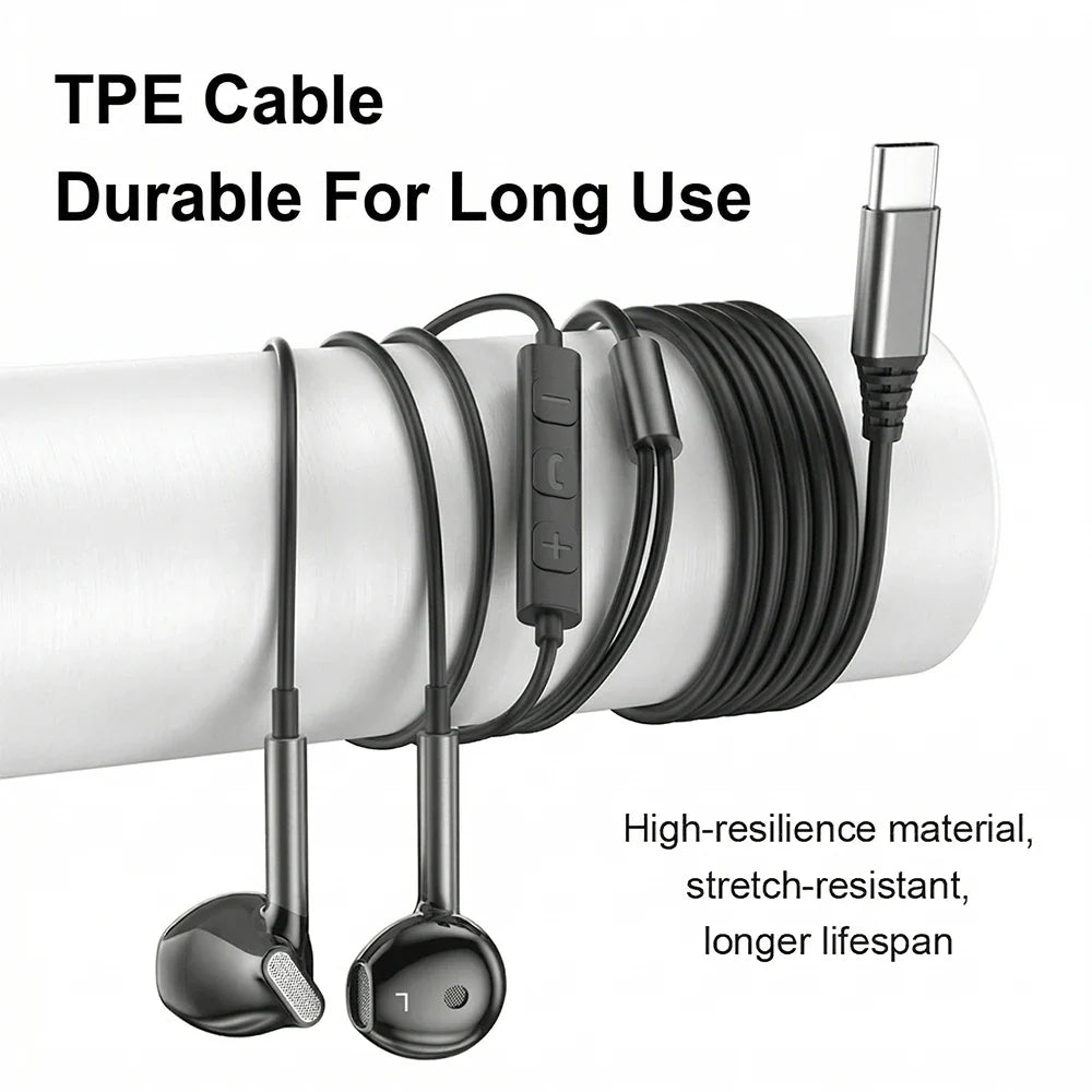 For Samsung Earphones HiFi Surround Sound With Mic Volume Control Type C 3.5mm Music Wired Headphones For Galaxy S26 S25 S24 S23