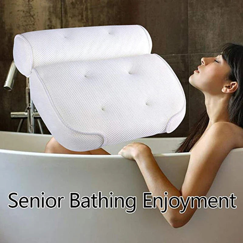 SPA Bath Pillow with Suction Cups Neck Back Support Thickened Bath Pillow for Home Spa Tub Bathroom