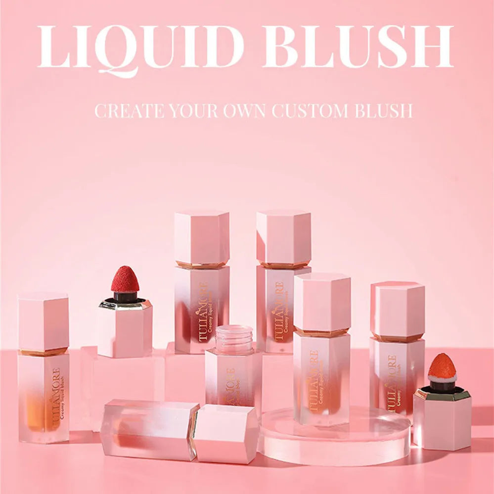 Matte Velet Liquid Blush Moisturizing Lip Gloss Cheek Blusher Durable Natural Tint Face Rouge Cream Blush Stick Beauty Cosmetics