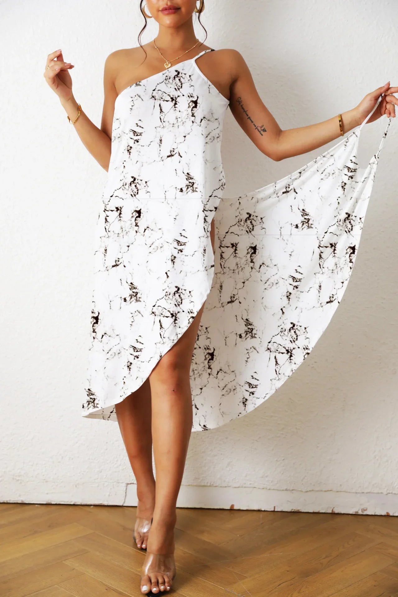 2024 Women's Print Sexy Beach Swimsuit Dress Women Solid Color Wrap Bikini Cover Up Dresses