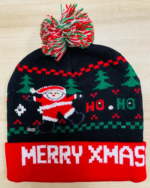 LED Christmas Hat Creative Flashing Led Light Knitted Hat Snowman Winter Warm Color Knitted Cap Christmas Gift
