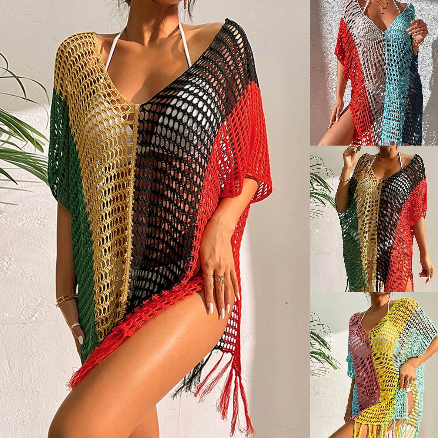 Beach Dress Tunic Cover Ups For Women Pareo Up Cpae Outfits Cover-Ups Female Summer 2024 New Knitted Sarong Bath Exits Saida