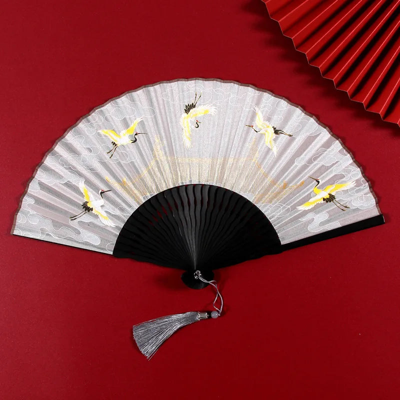31 Styles Folding Fan Black Japeneses Ladies Silk Hand Fans High Quality Bamboo Crafts Wedding Dance Home Decor Ornament