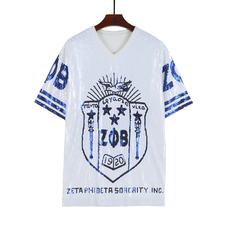 Runway Sequins Cartoon Letter Striped Digit Streetwear Short Sleeve T-Shirt Summer Hip Hop Night Club High Quality Women's Tops