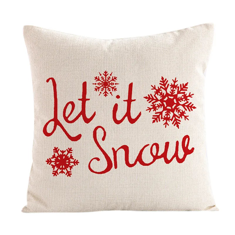 Linen Merry Christmas Pillow Cover 45x45cm Throw Pillowcase Winter Christmas Decorations for Home Tree Deer Sofa Cushion Cover