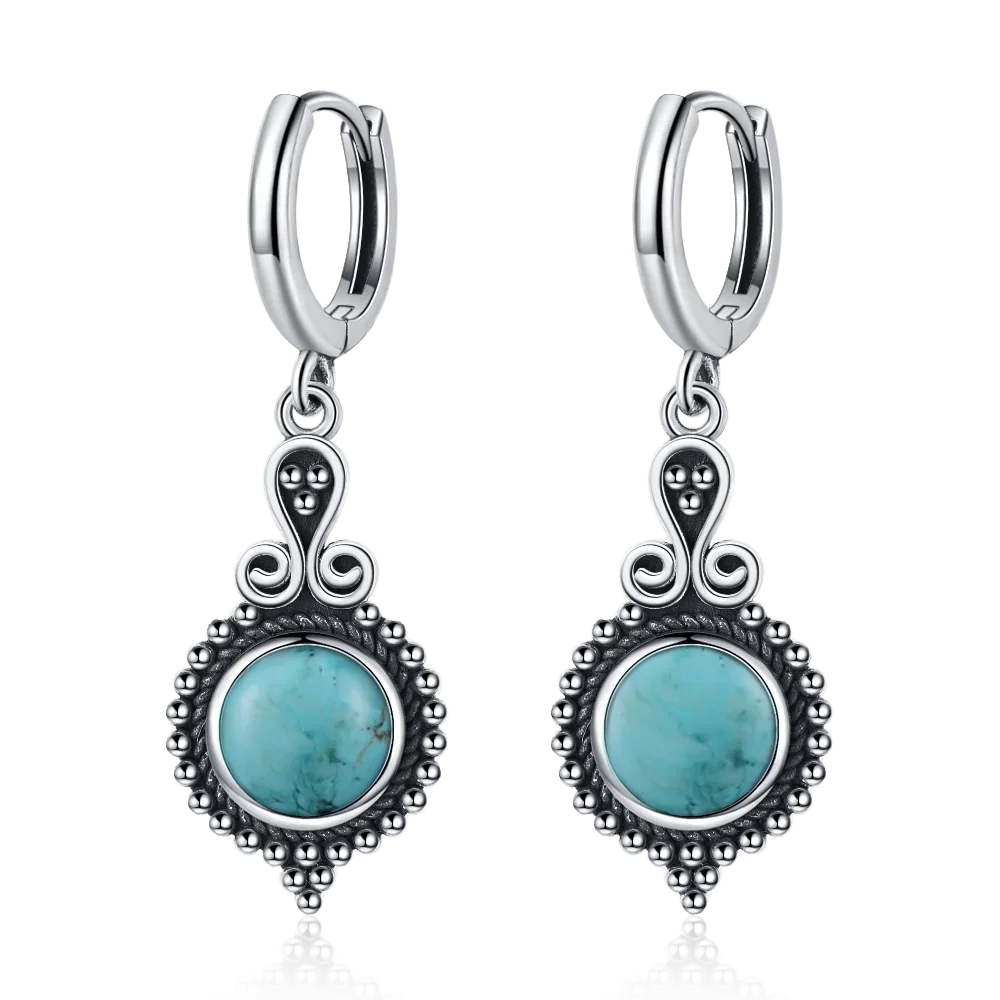 New Elegant Natural Kyanite 925 Sterling Silver Drop Earrings for Women Vintage Jewelry Wedding Engagement Hoop Earrings Gifts