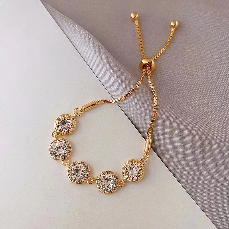 Luxury Blue Zircon 18K Gold Plated Women's Bracelet 2023 New Fashion Retro Zircon Bracelet Wedding Party Jewelry Gift