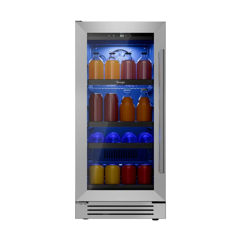 Under Counter Beverage Cooler 85L Built-in Refrigerator 80 Cans Fast Cooling 34°F-54°F 3.0 cu ft Stainless Steel Freestanding Wine Beer Fridge for Kitchen Bar