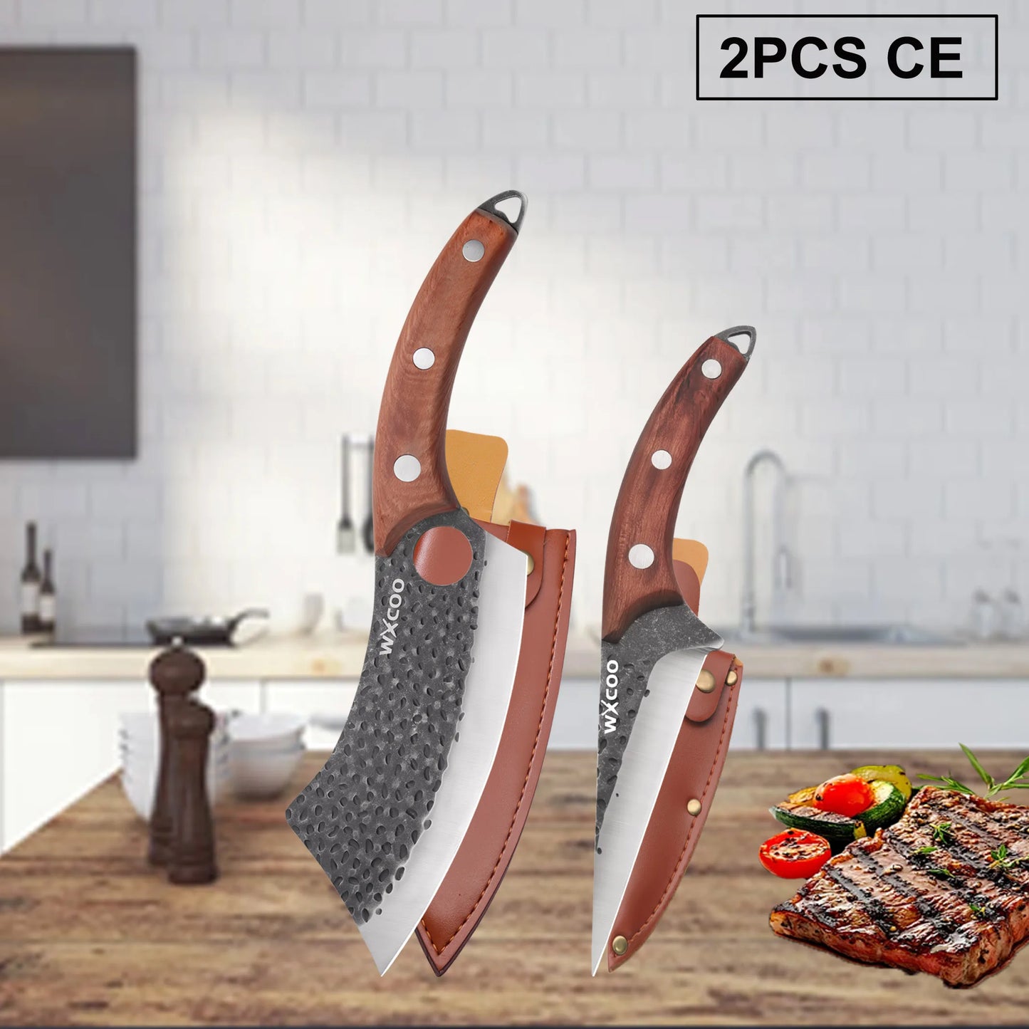 Professional Kitchen Forged Knife BBQ Cooking Chef Knives Wooden Handle Meat Cleaver Fruit Cutter Boning Knife Kitchen Supplies