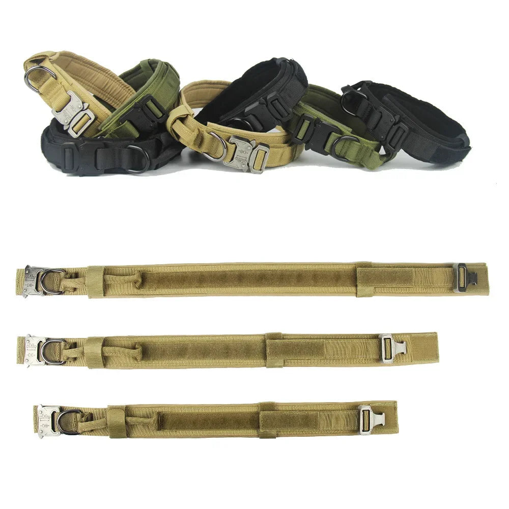 actical Dog Collar  Adjustable Military Training Nylon Dog Collar with  Heavy Metal Buckle for Medium and Large Dogs