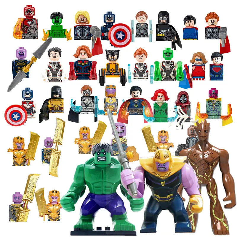 42 PCS Set MOC Superhero Mini Block Toy Marvel Action Figure DIY Puzzle Assembly Block Toy Handmade Children's Birthday Gift