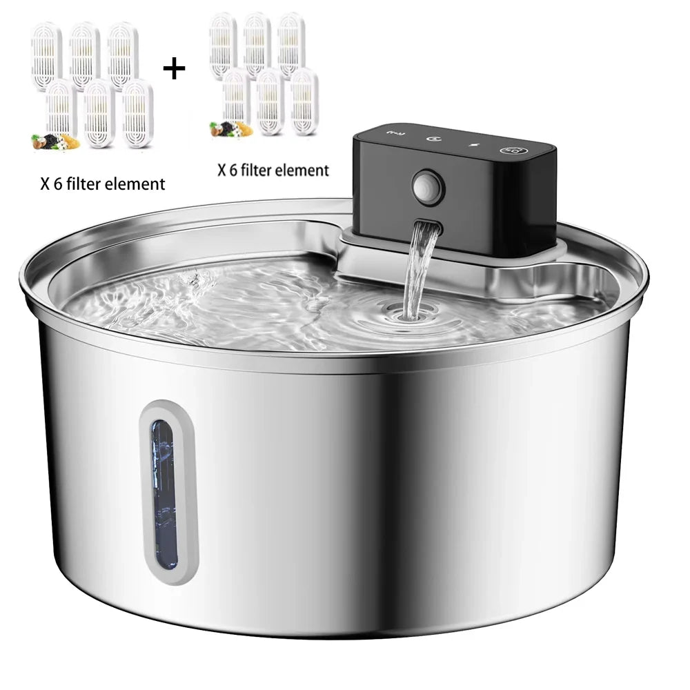 3L 5V USB Stainless Steel Wireless Recharging Sensor Auto Cat Water Drinking Fountain For Cats Dog Drinker Pet Dispenser Bowl