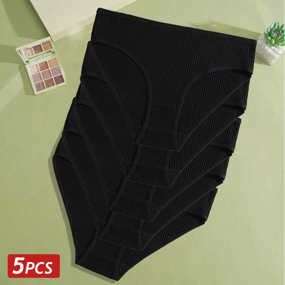 5PCS Women's Cotton Panties, Sexy Low Waist Briefs, Stretch Soft Underwear.