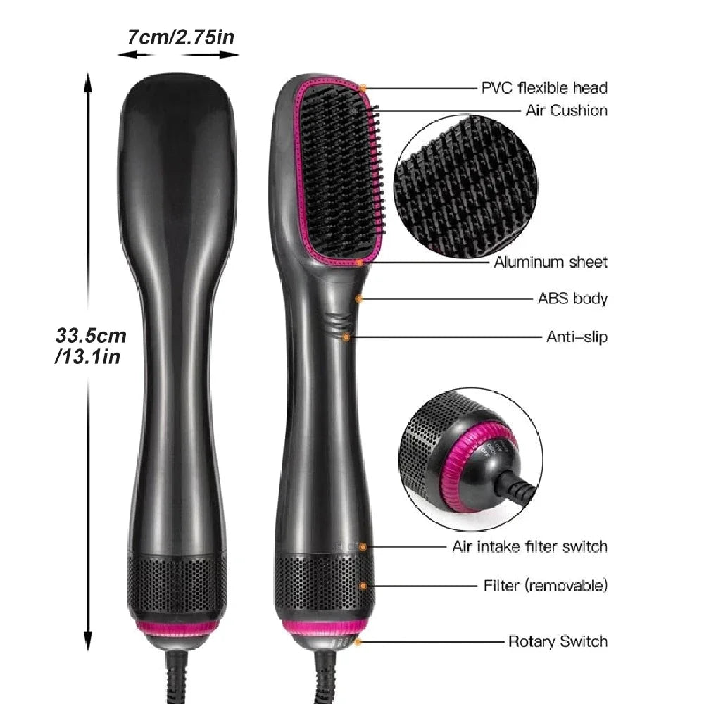 1PCS Hair Dryer Brush Blow Dryer Brush Straightener,3-in-1 1200W Ionic Hot Air Brush Styler with Ceramic & Tourmaline Technology